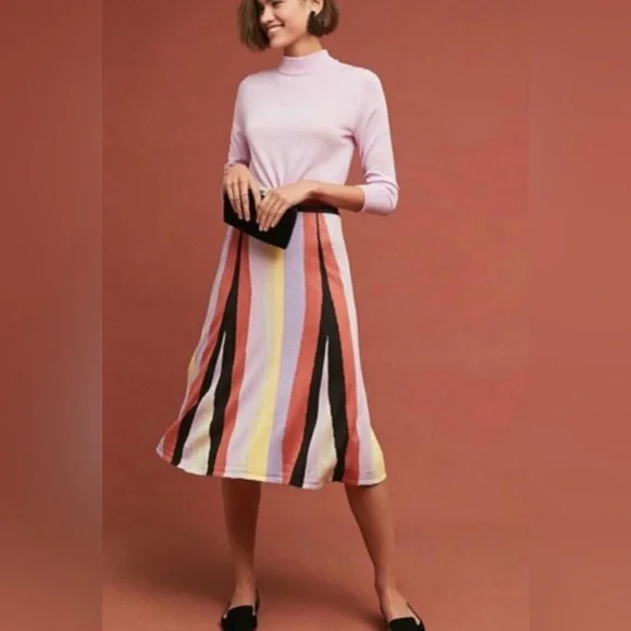 LAIA by Anthropologie | size 6 shimmery striped wool blend colorful skirt - Picture 1 of 9